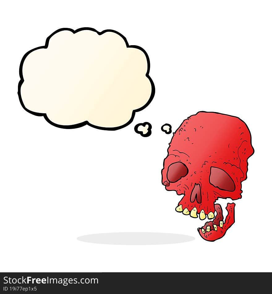 Cartoon Spooky Skull With Thought Bubble