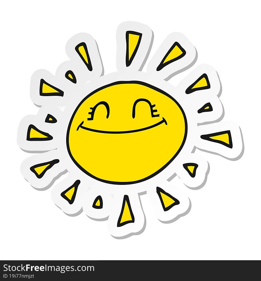 sticker of a happy cartoon sun