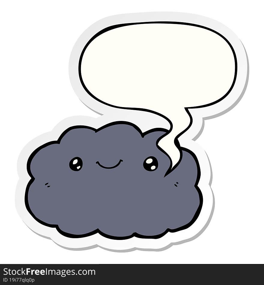 cartoon cloud with speech bubble sticker. cartoon cloud with speech bubble sticker