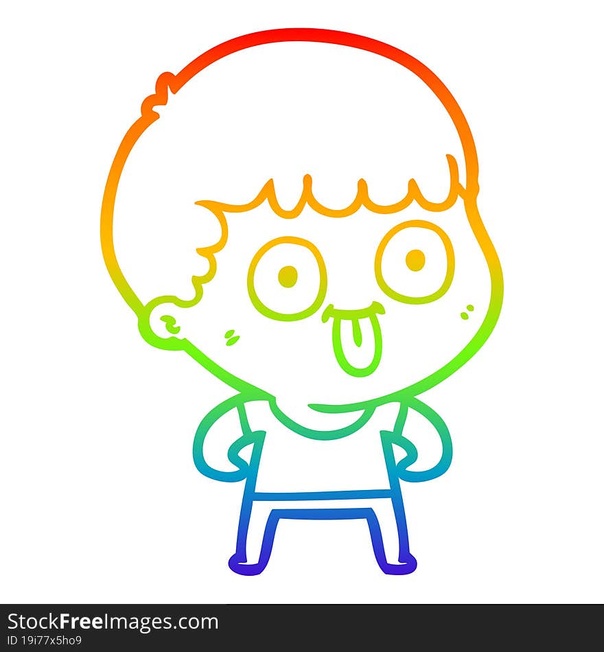 rainbow gradient line drawing cartoon man staring