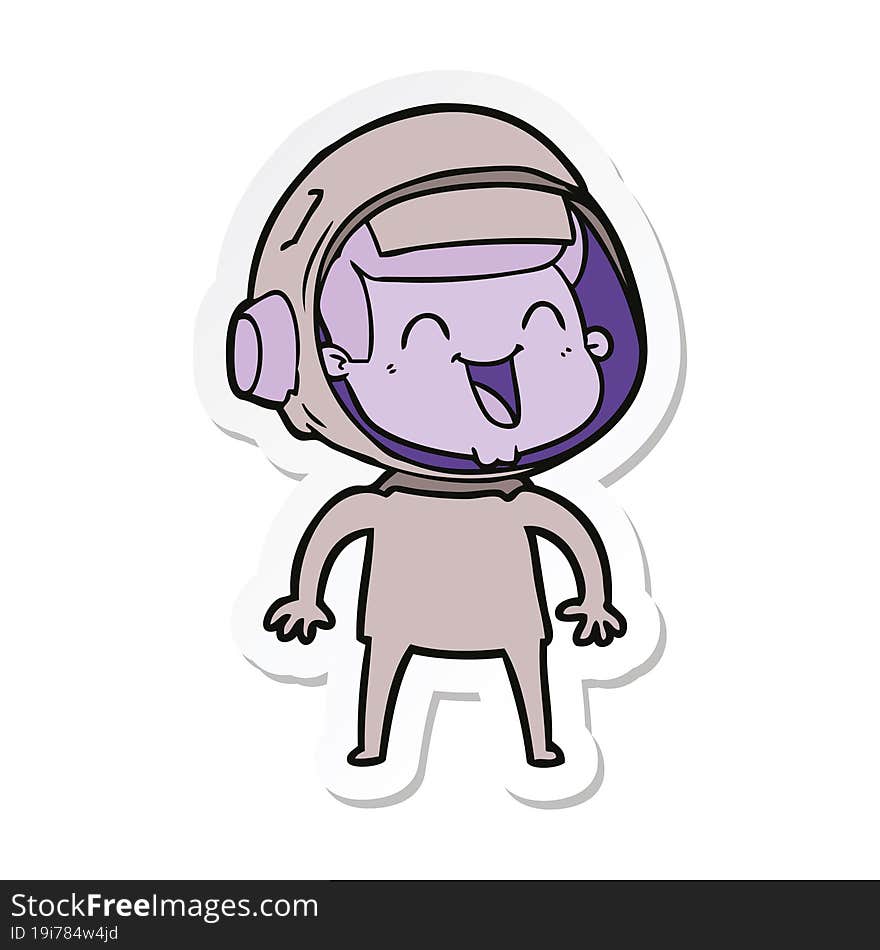 Sticker Of A Happy Cartoon Astronaut