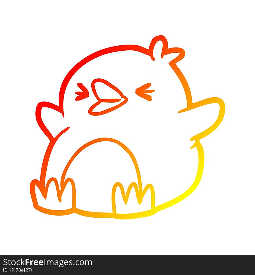 warm gradient line drawing Cartoon penguin