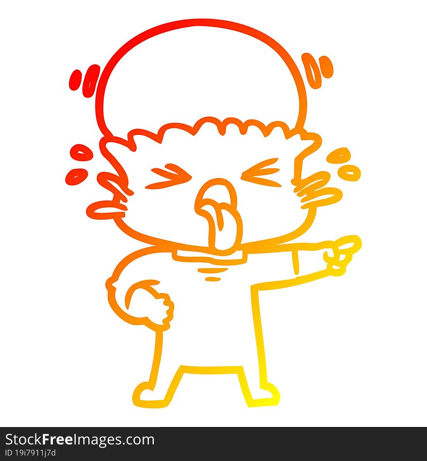 warm gradient line drawing disgusted cartoon alien