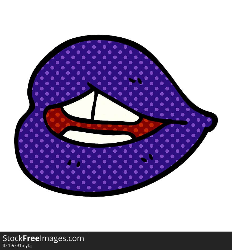 Cartoon Doodle Purple Lips