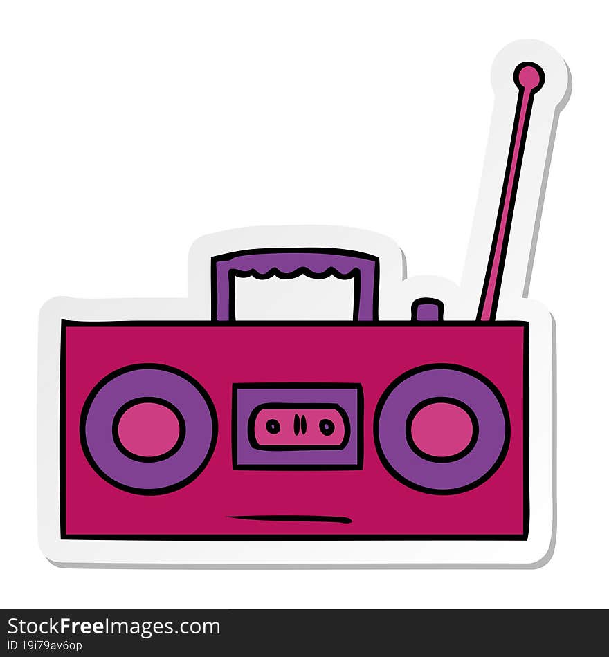 hand drawn sticker cartoon doodle of a sticker cassette player