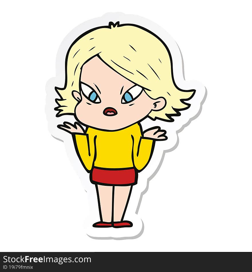 sticker of a cartoon stressed woman