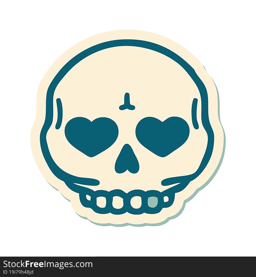 tattoo style sticker of a skull