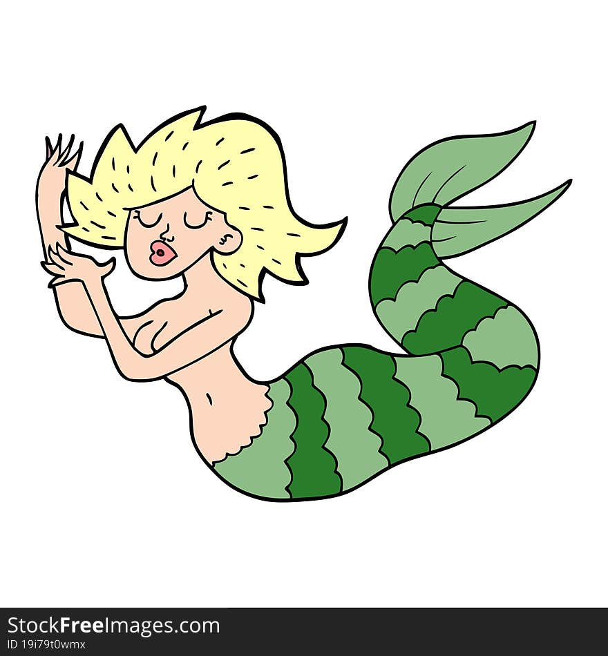 Cartoon Doodle Woman Mermaid