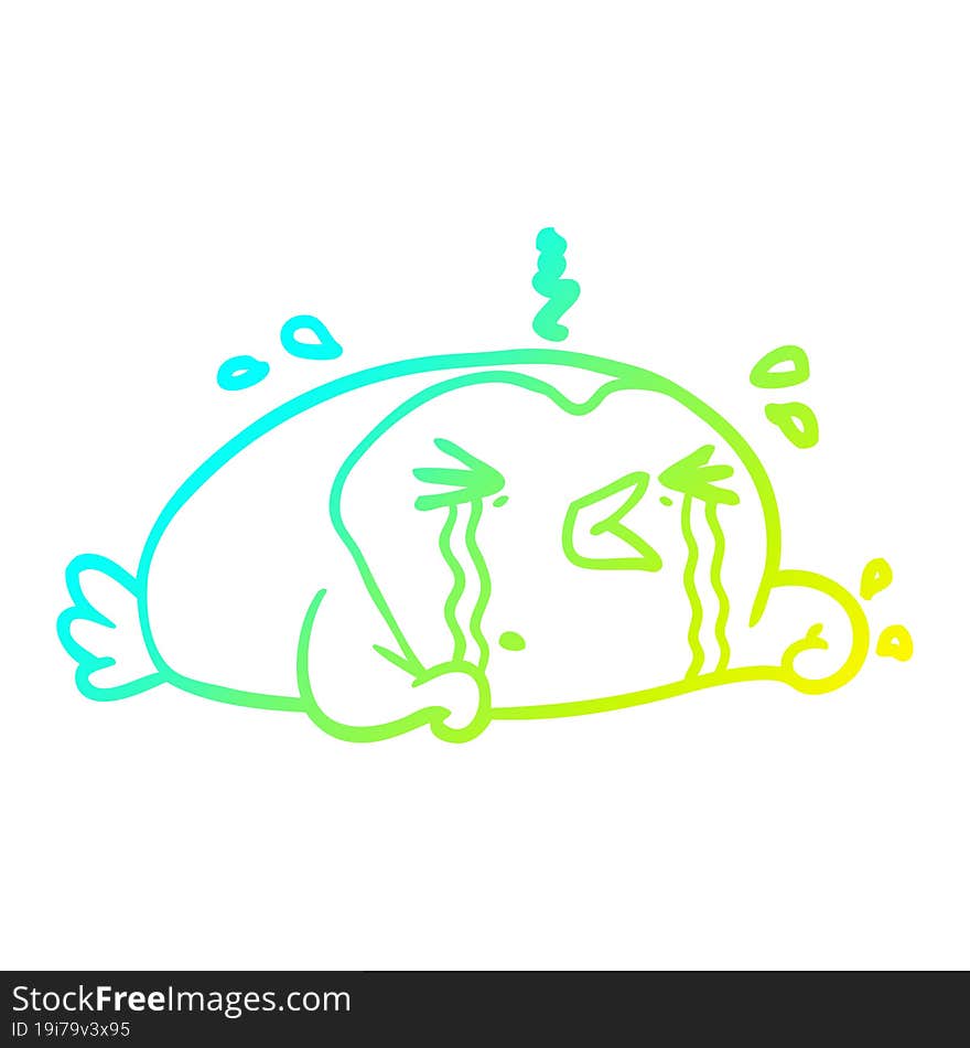 Cold Gradient Line Drawing Crying Penguin