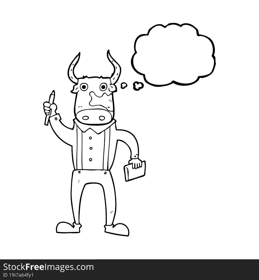 thought bubble cartoon bull man