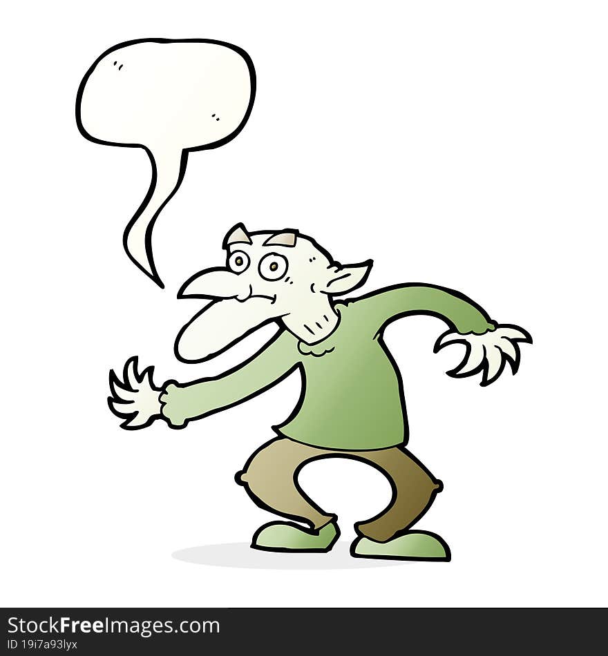 cartoon goblin with speech bubble