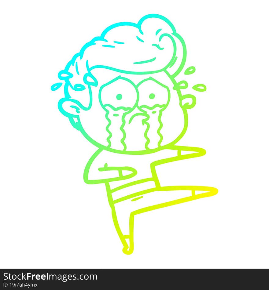 cold gradient line drawing of a cartoon crying dancer