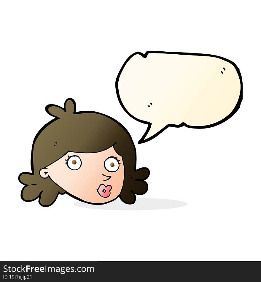 cartoon pretty face with speech bubble