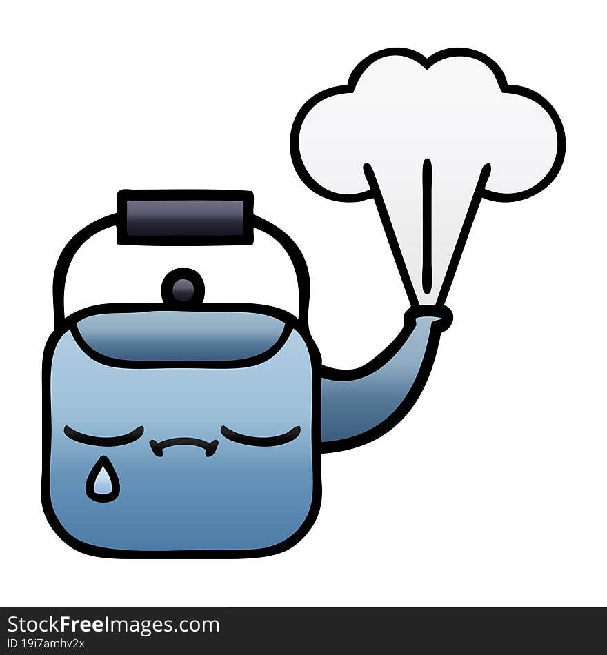 gradient shaded cartoon steaming kettle