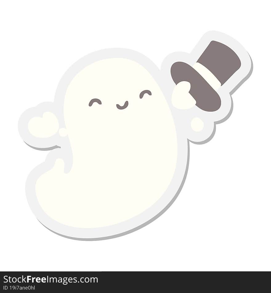 ghost with top hat sticker