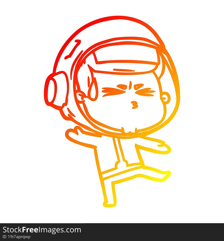 warm gradient line drawing cartoon stressed astronaut