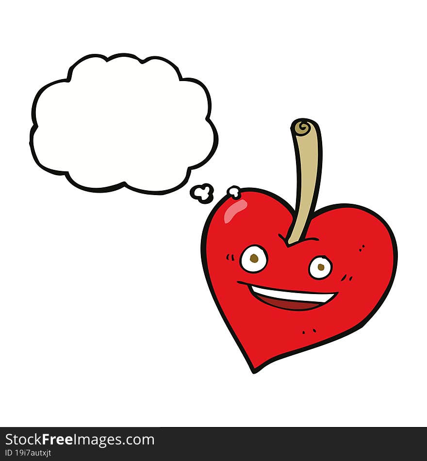 cartoon love heart apple with thought bubble