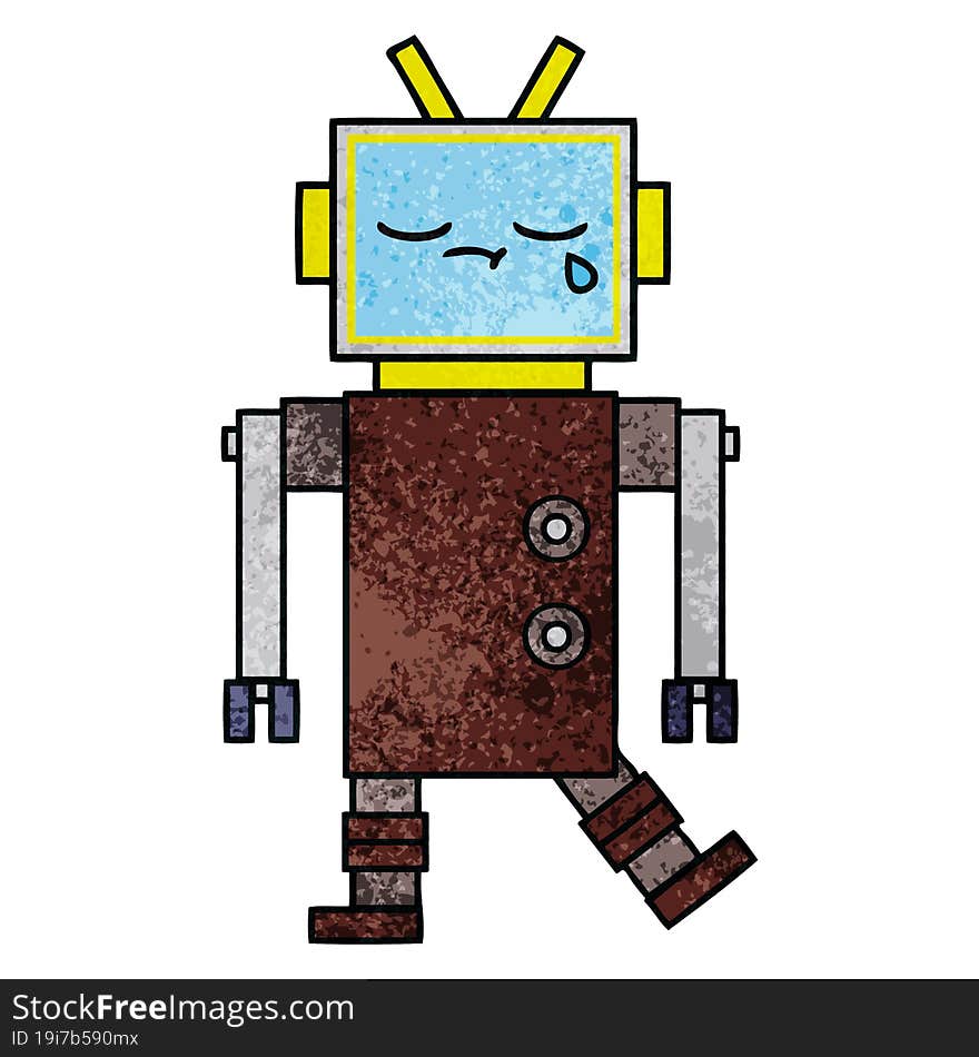 Retro Grunge Texture Cartoon Robot