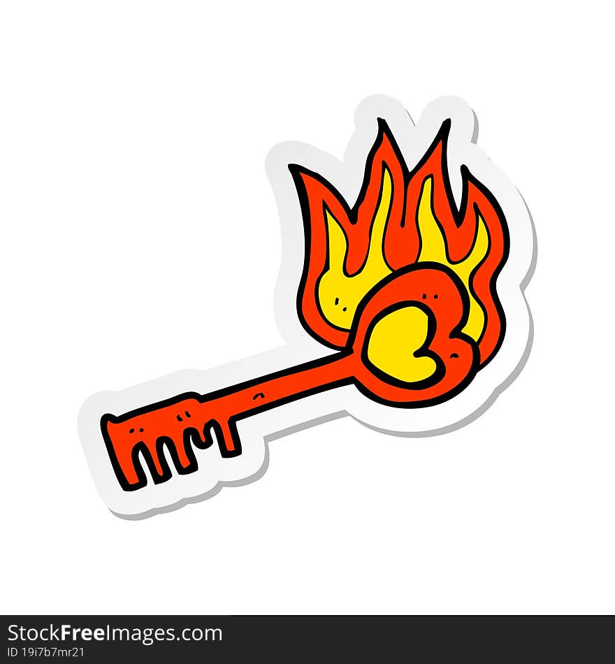 sticker of a cartoon heart shaped key