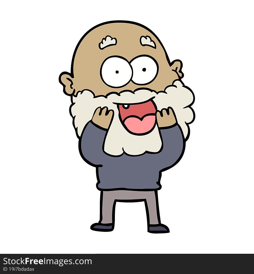 cartoon crazy happy man with beard gasping. cartoon crazy happy man with beard gasping