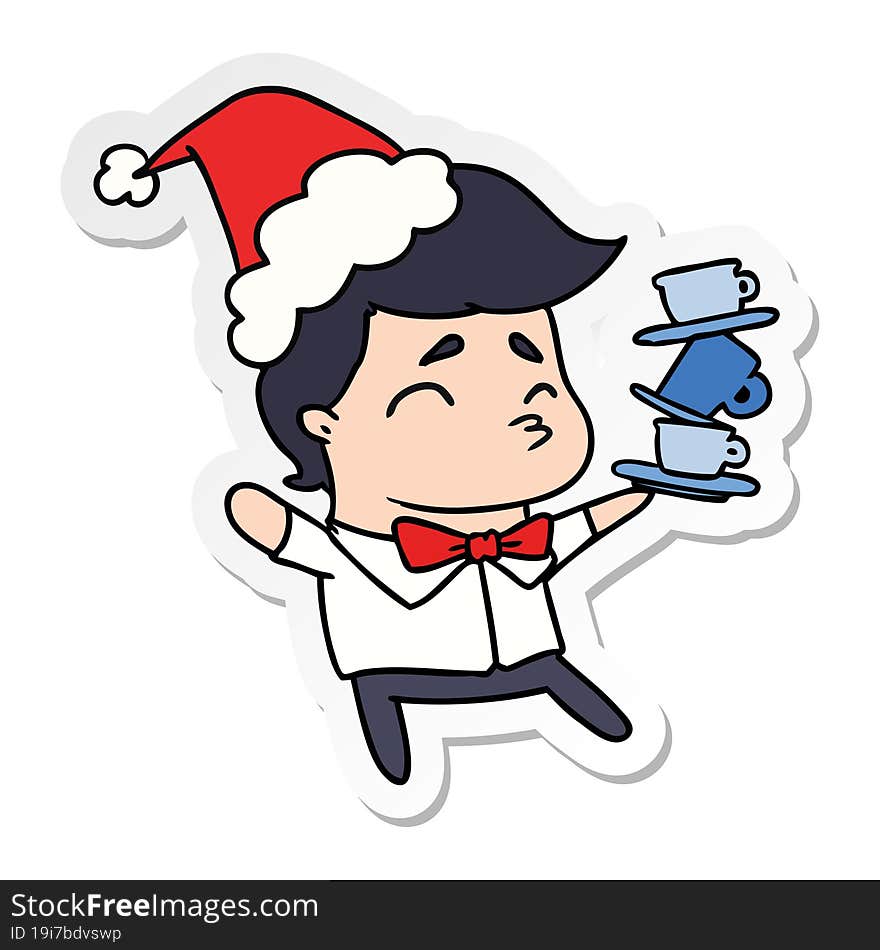 christmas sticker cartoon of kawaii boy