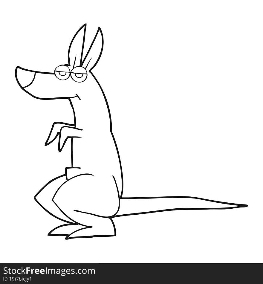 black and white cartoon kangaroo