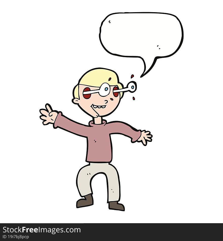 Cartoon Amazed Boy With Speech Bubble