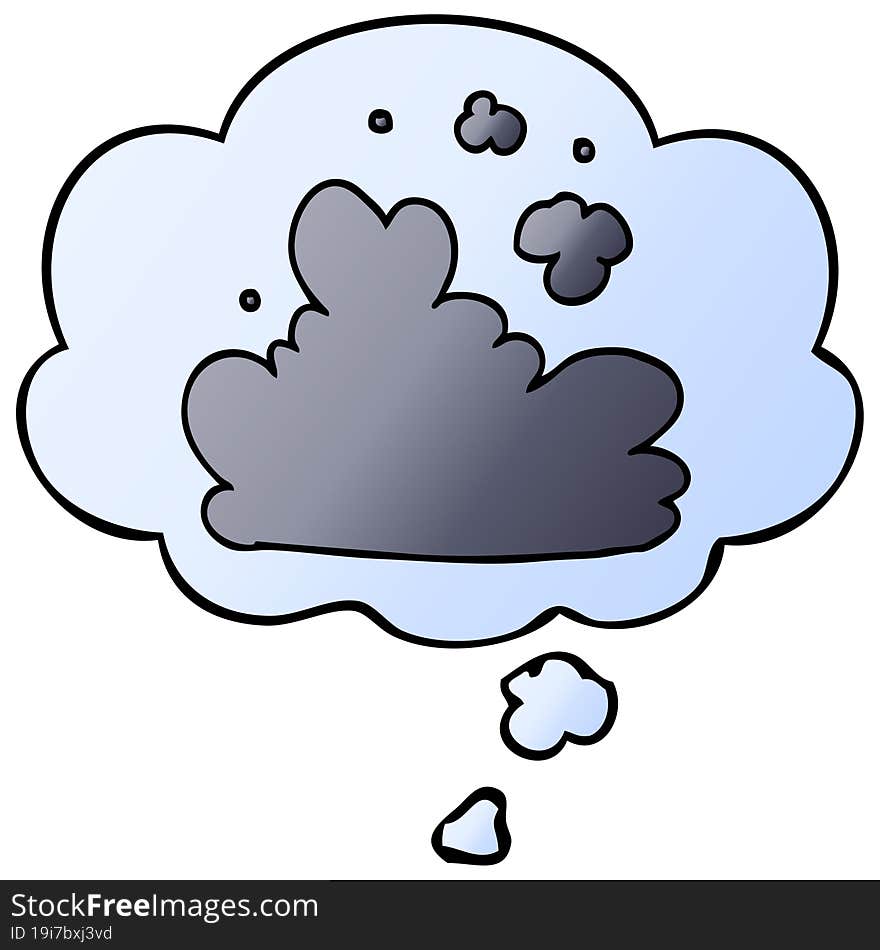 cartoon cloud and thought bubble in smooth gradient style