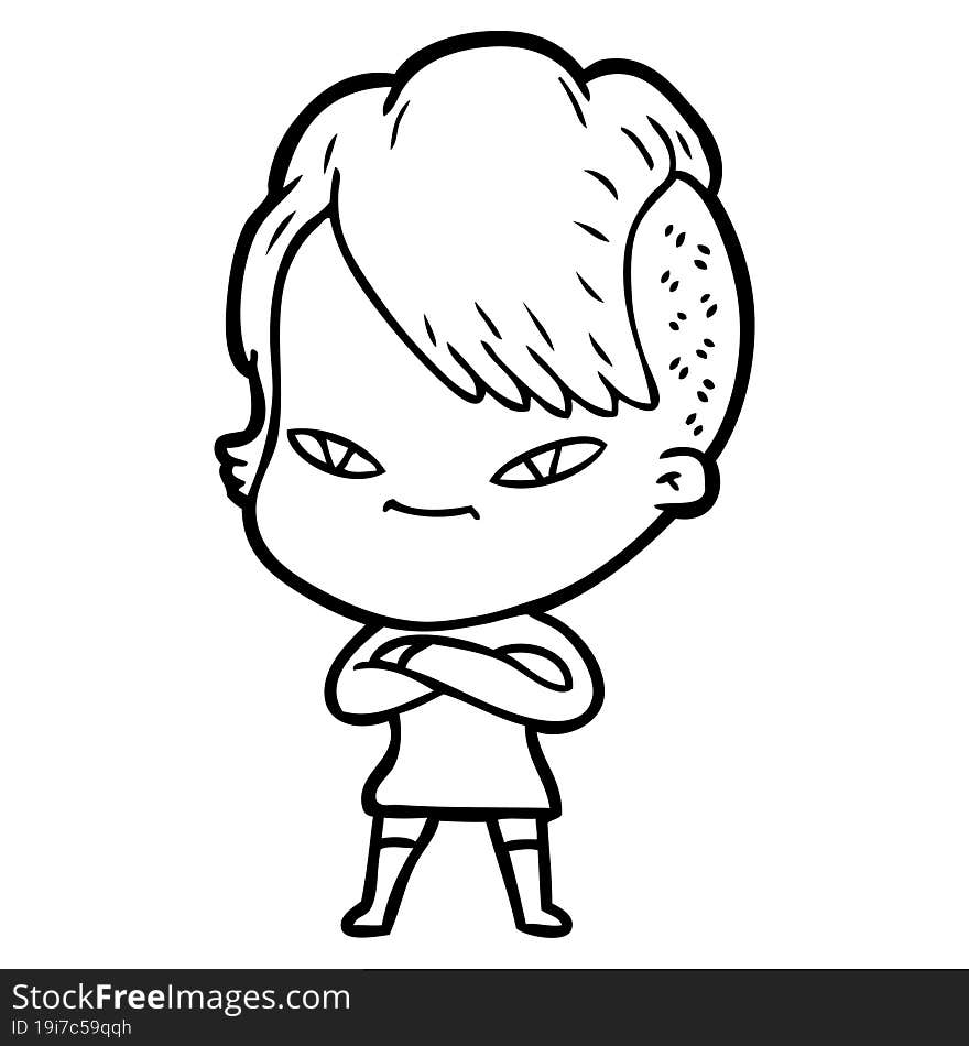 cute cartoon girl with hipster haircut. cute cartoon girl with hipster haircut