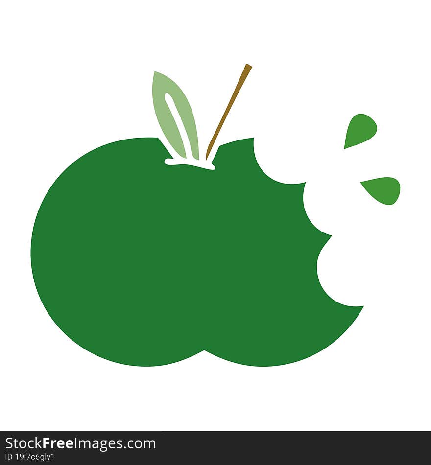 flat color retro cartoon juicy apple