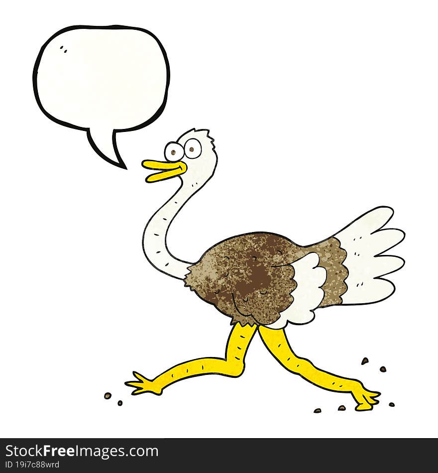 speech bubble textured cartoon ostrich