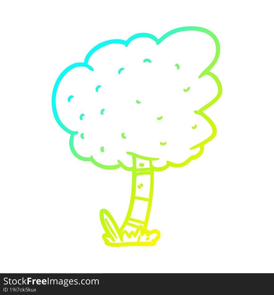 cold gradient line drawing Cartoon tree