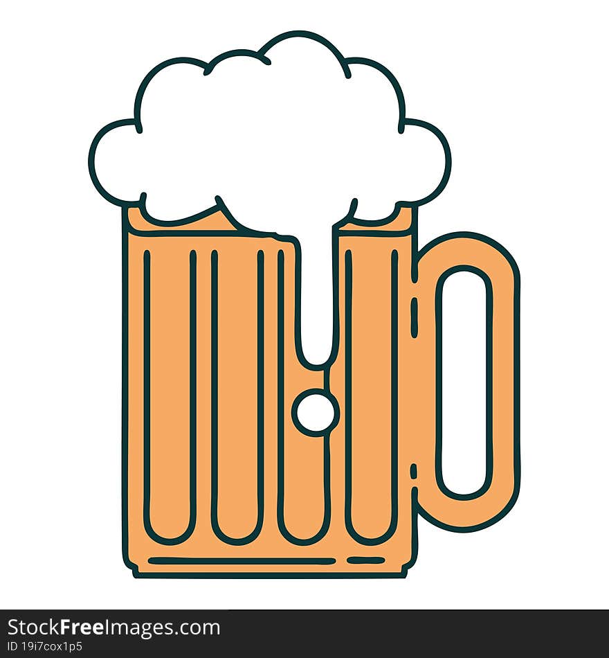 iconic tattoo style image of a beer tankard. iconic tattoo style image of a beer tankard