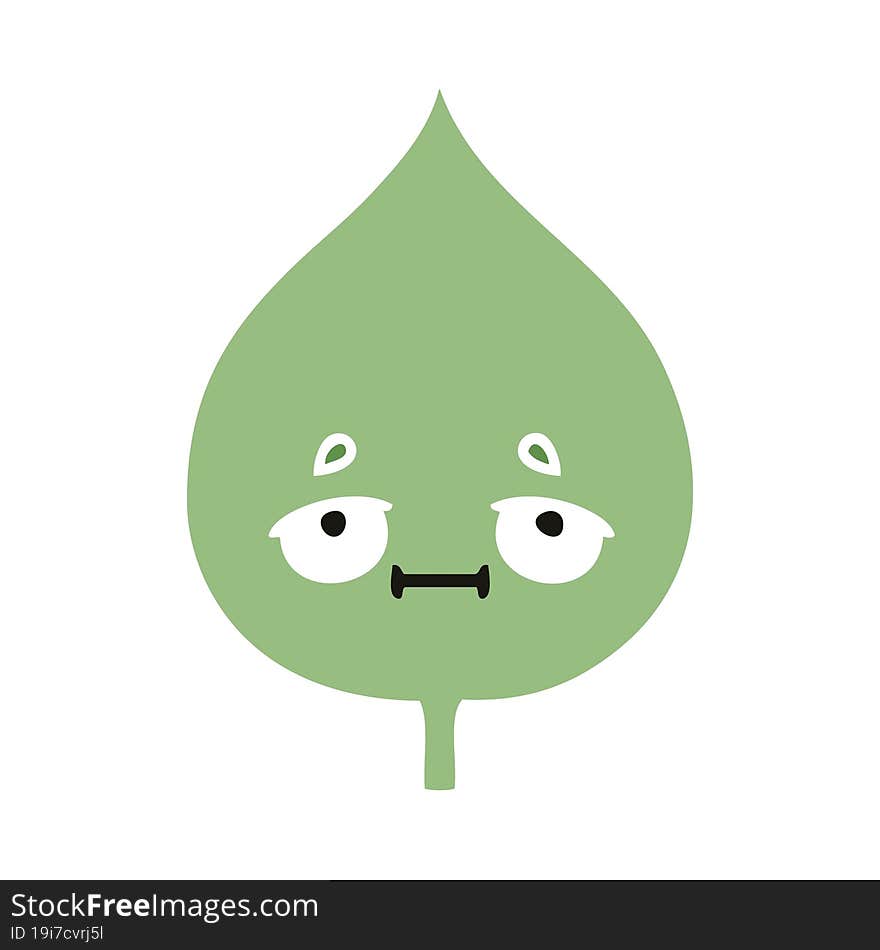 flat color retro cartoon of a expressional leaf