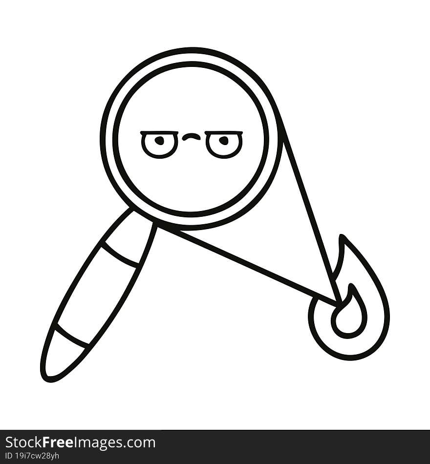 line drawing cartoon magnifying glass