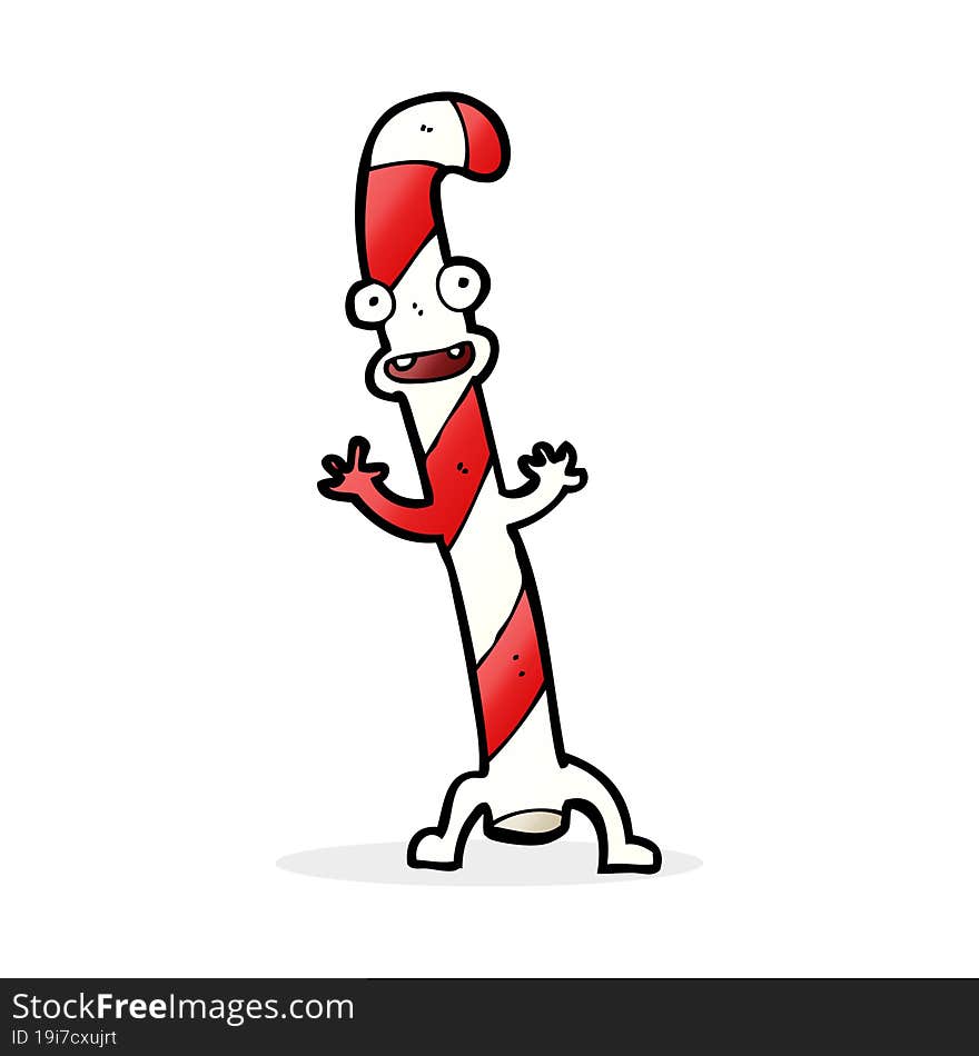 cartoon dancing christmas candy cane