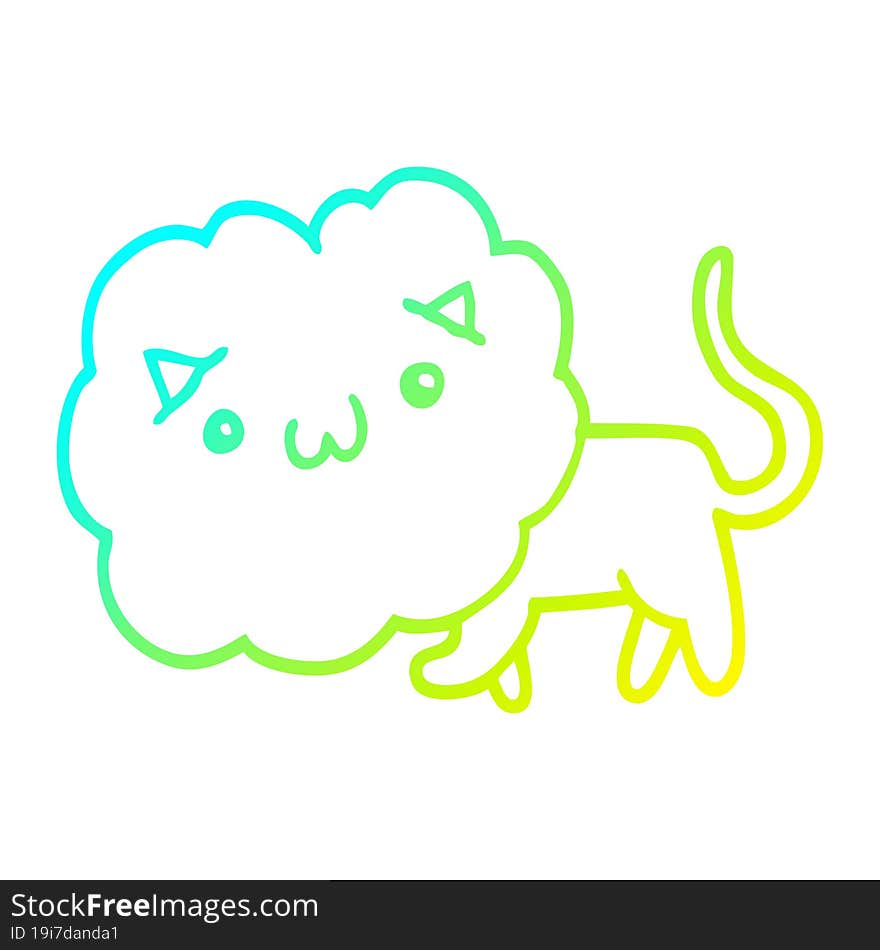 cold gradient line drawing cute cartoon lion