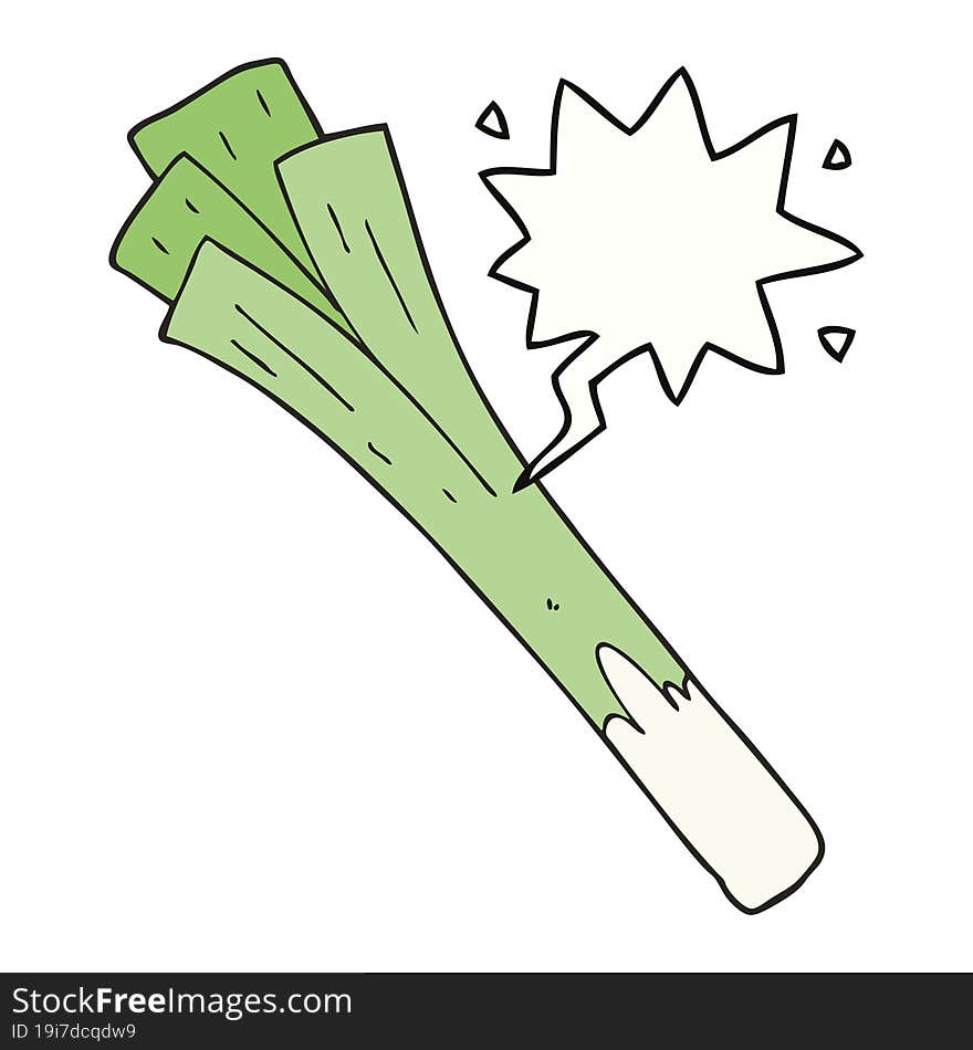 cartoon leeks and speech bubble