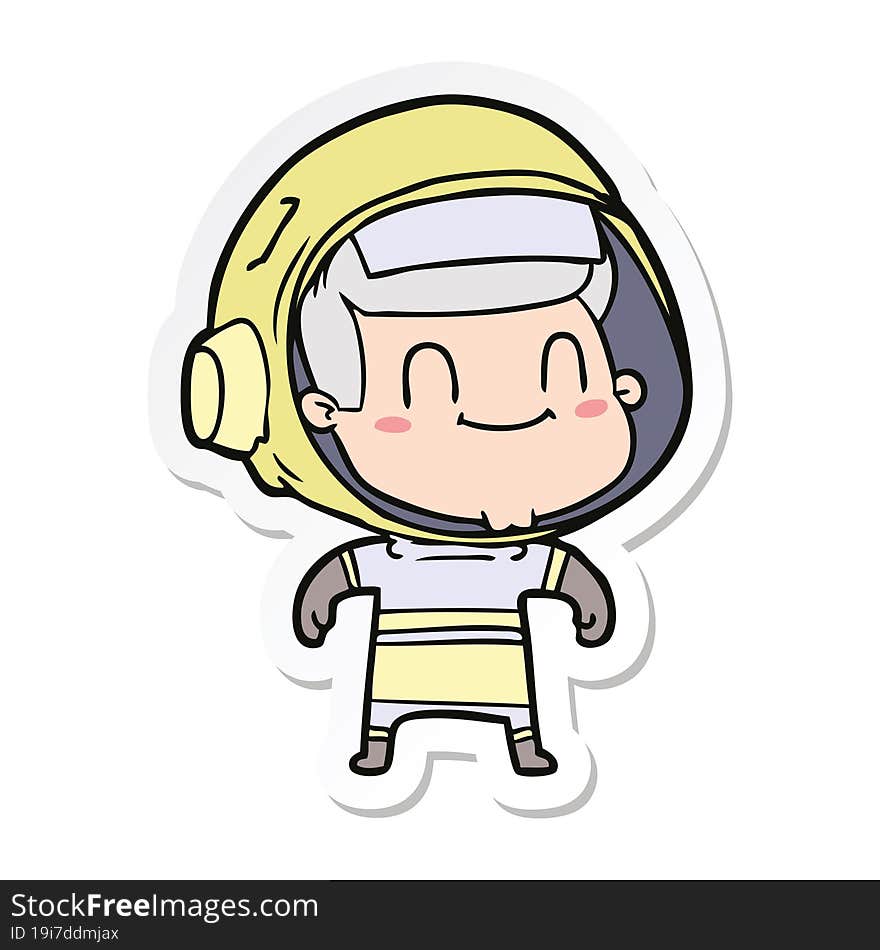 Sticker Of A Happy Cartoon Astronaut Man