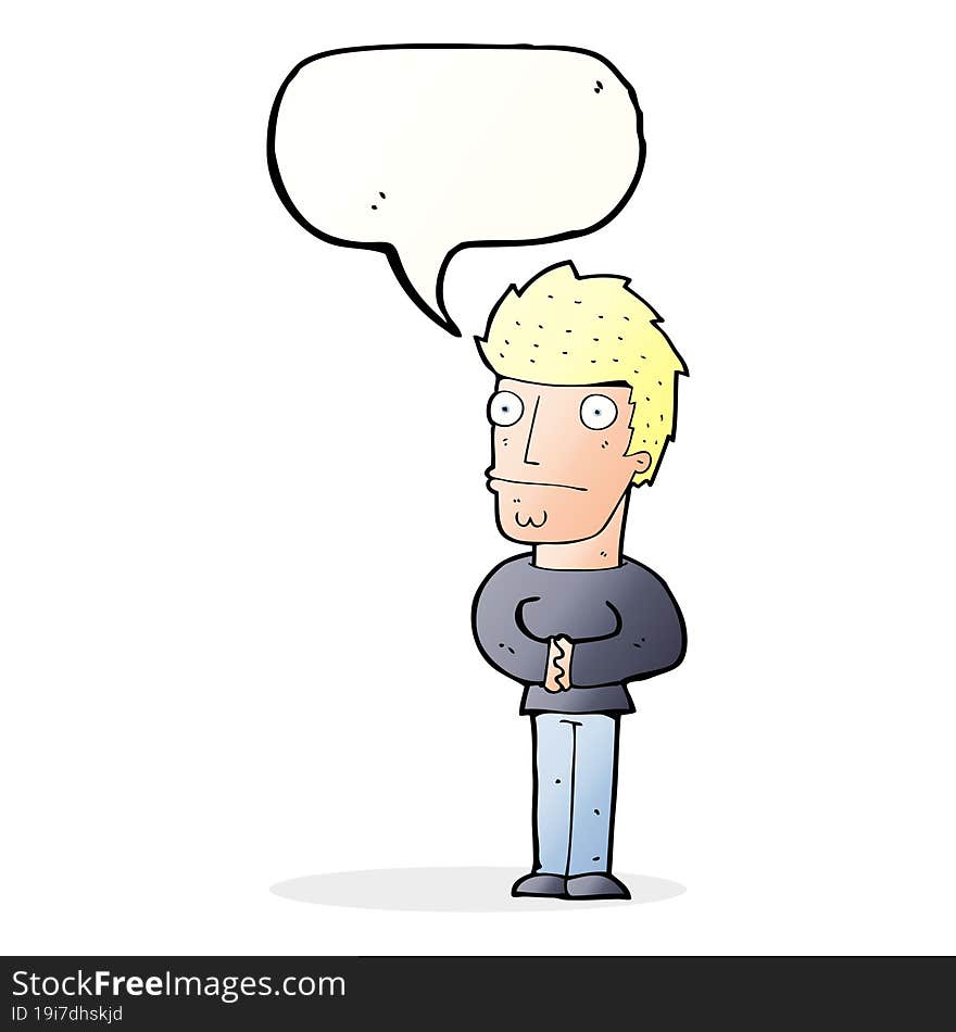 cartoon worried man with speech bubble