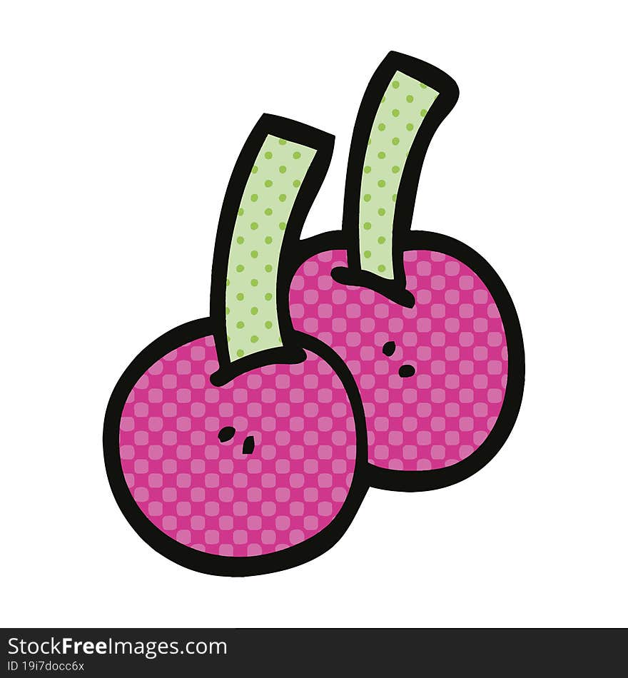 Comic Book Style Cartoon Cherries