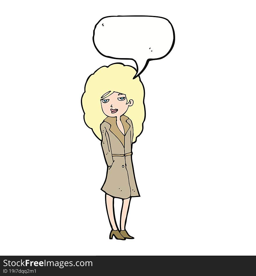 Cartoon Female Spy With Speech Bubble