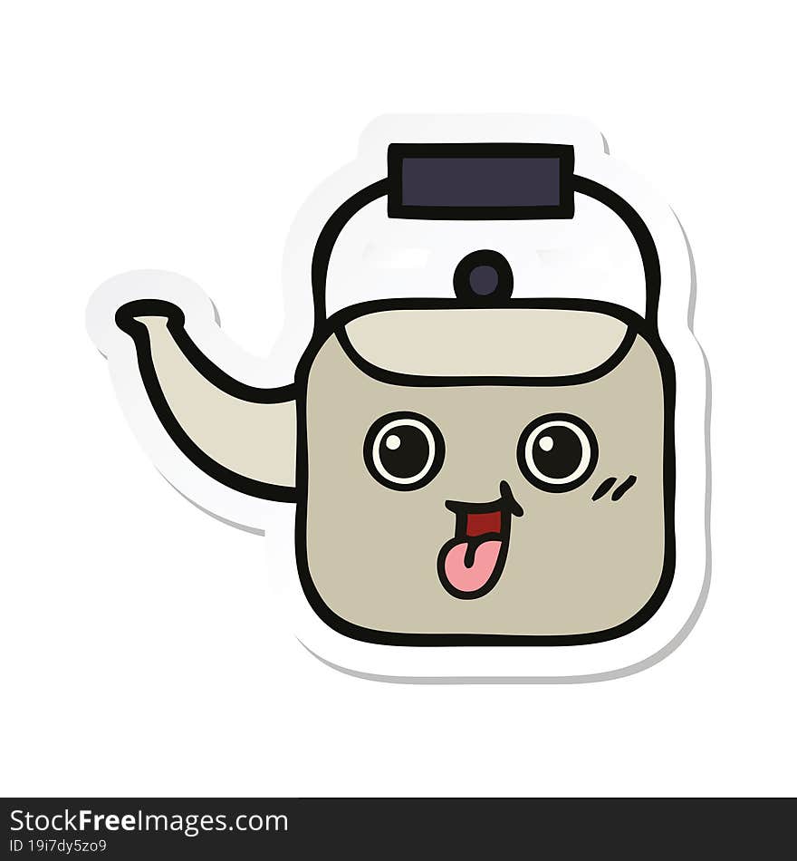 sticker of a cute cartoon kettle