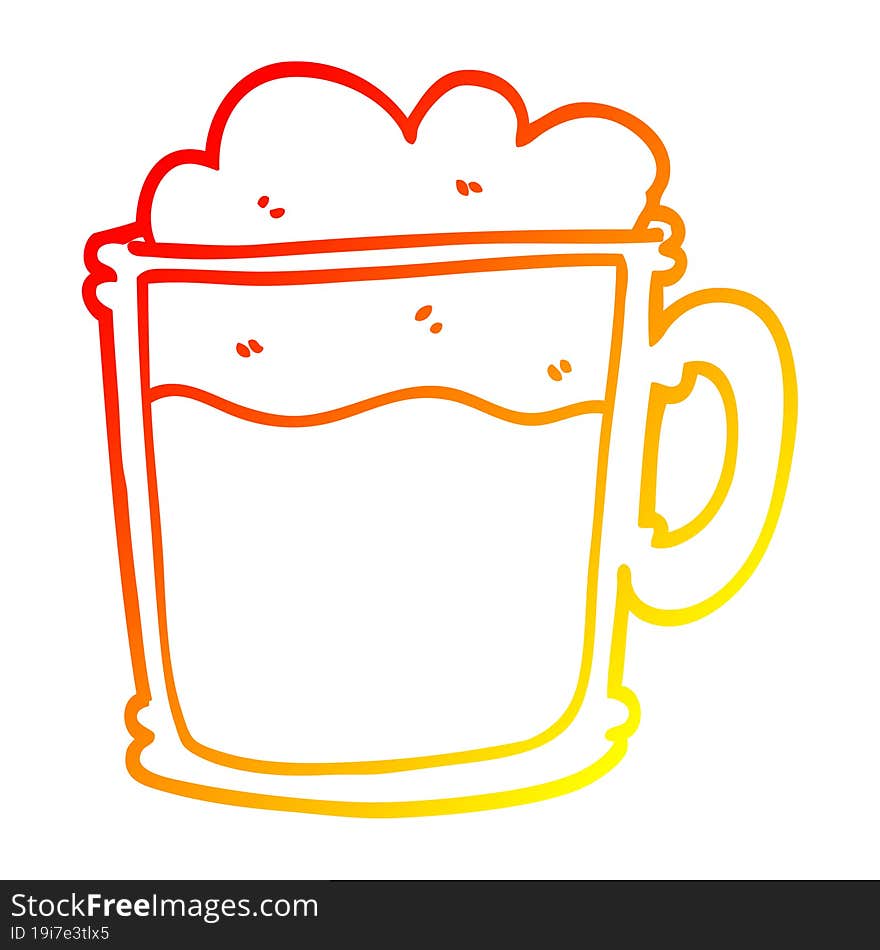 warm gradient line drawing of a cartoon foamy latte