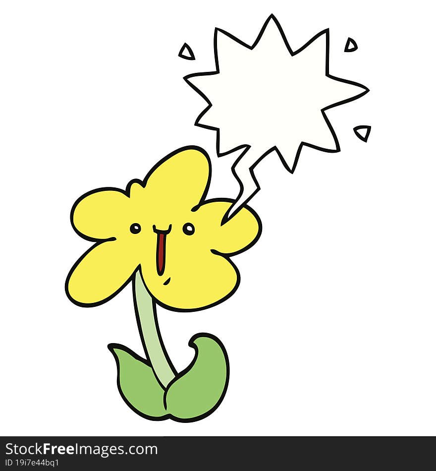 cartoon flower with speech bubble. cartoon flower with speech bubble