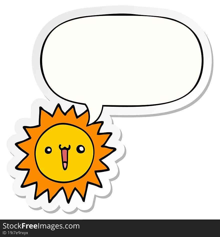 cartoon sun and speech bubble sticker