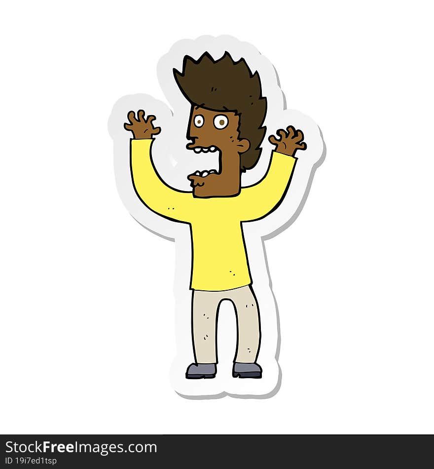 sticker of a cartoon terrified man