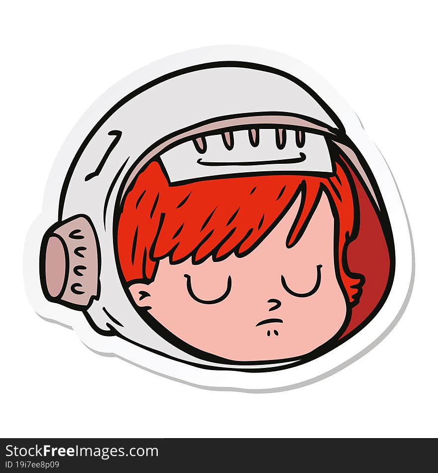 Sticker Of A Cartoon Astronaut Face