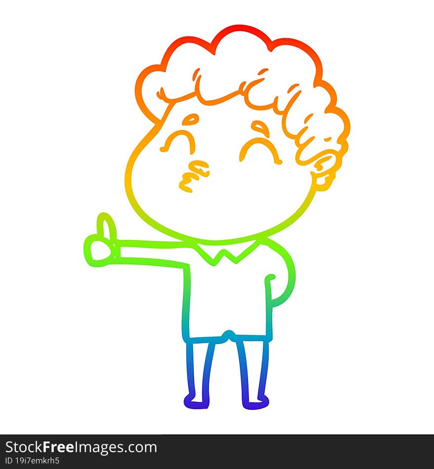 rainbow gradient line drawing cartoon man pouting