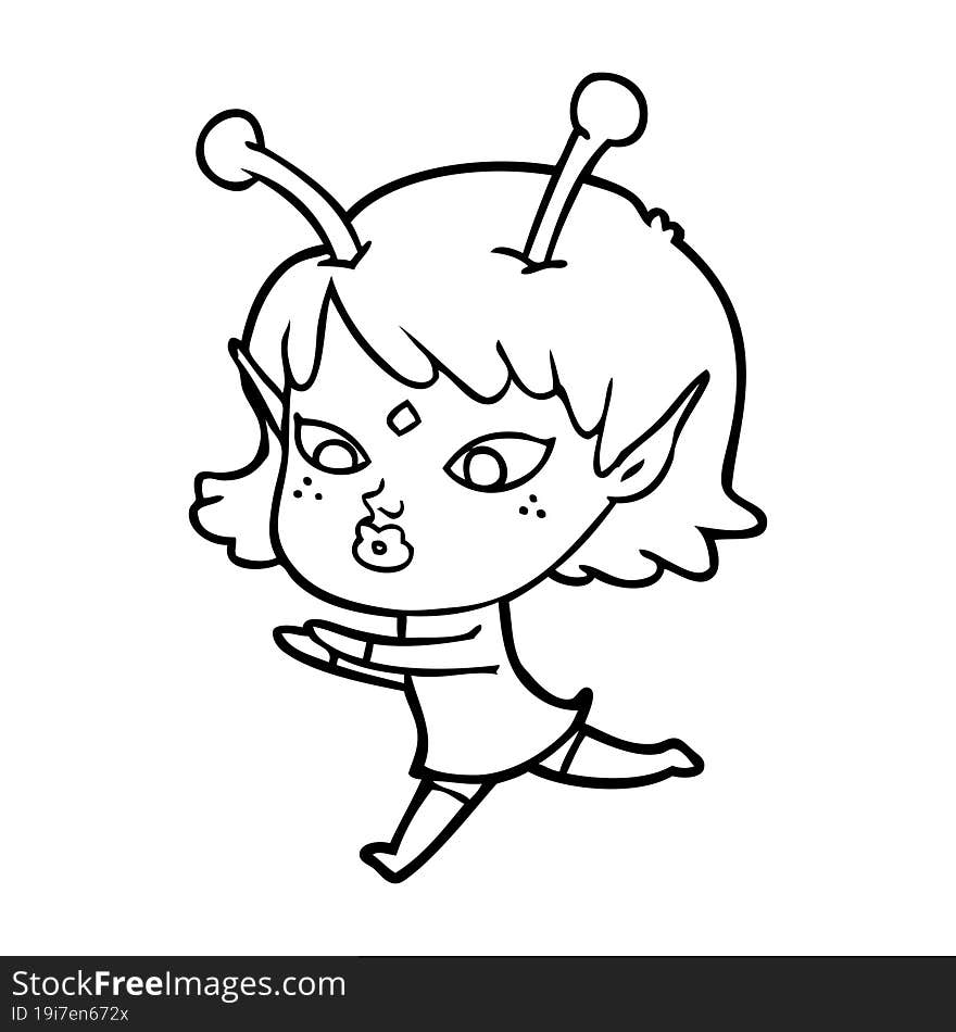 pretty cartoon alien girl. pretty cartoon alien girl